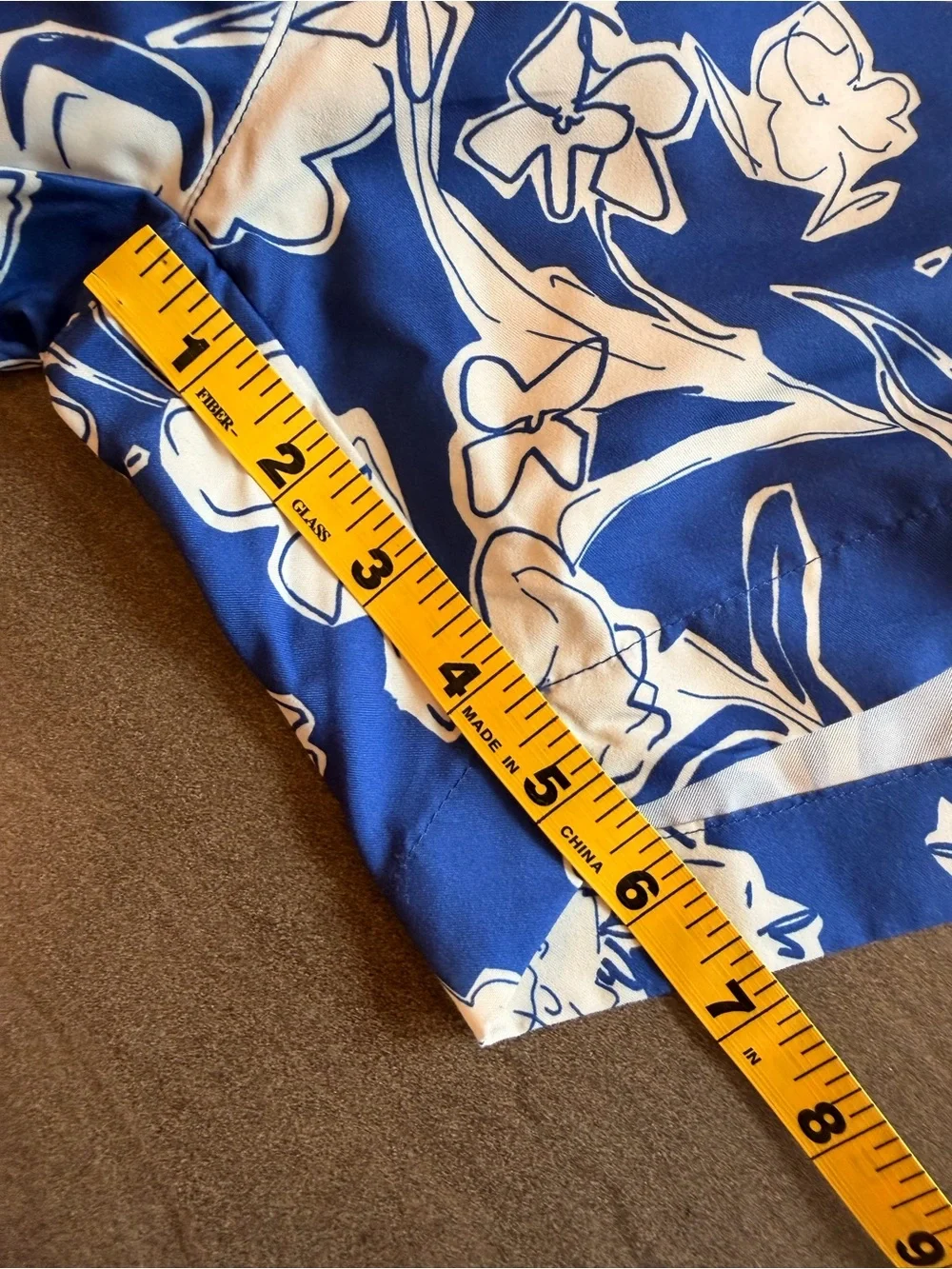 Ted Baker Navy and Cream Floral Swim Trunks